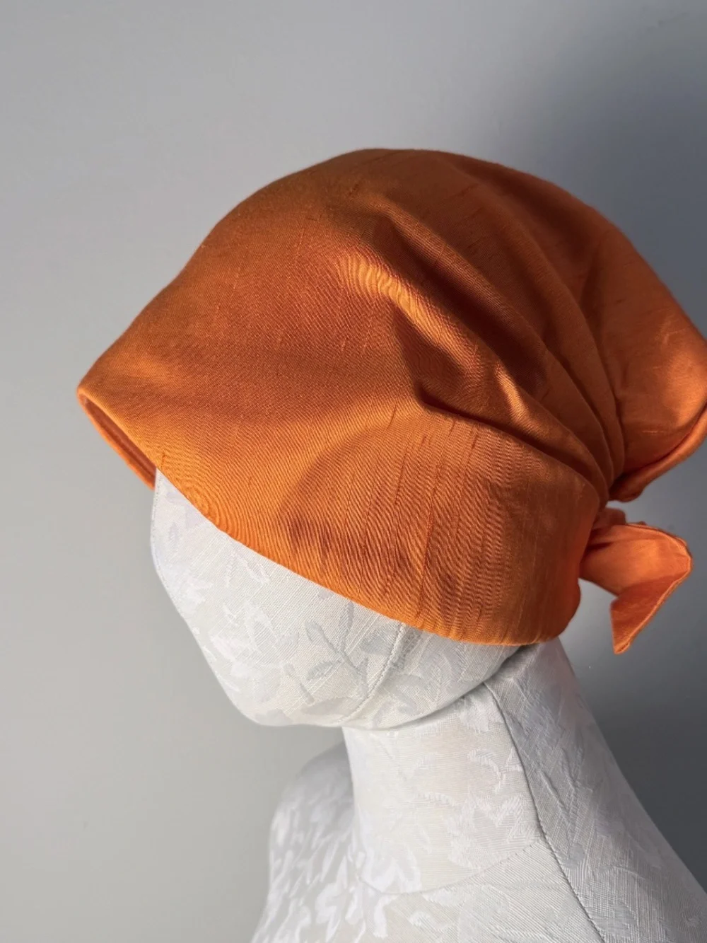 Vintage Saks Fifth Avenue ,Orange Raw Silk-like Turban